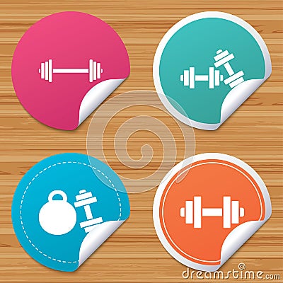 Dumbbells icons. Fitness sport symbols. Vector Illustration