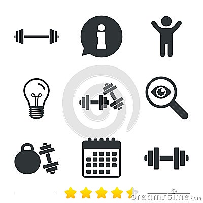 Dumbbells icons. Fitness sport symbols. Vector Illustration