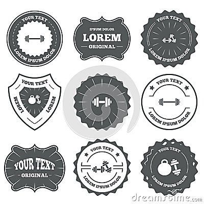 Dumbbells icons. Fitness sport symbols Vector Illustration