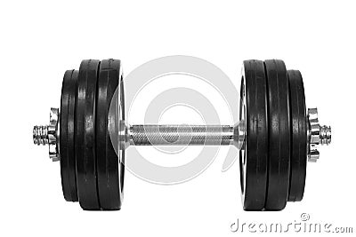 Dumbbells isolated on a white background. Fitness and bodybuilding concept. Stock Photo