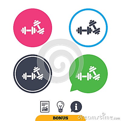 Dumbbells sign icon. Fitness sport symbol. Vector Illustration