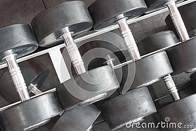 dumbbells from top Stock Photo