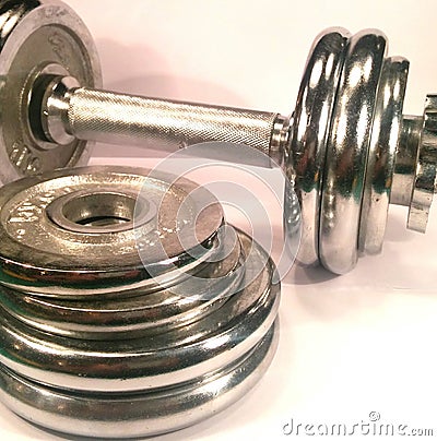 Dumbell with discs Stock Photo