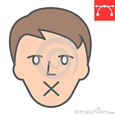 Dumbness color line icon, disability and handicapped, dumb and deaf sign vector graphics, editable stroke filled outline icon, eps Stock Photo