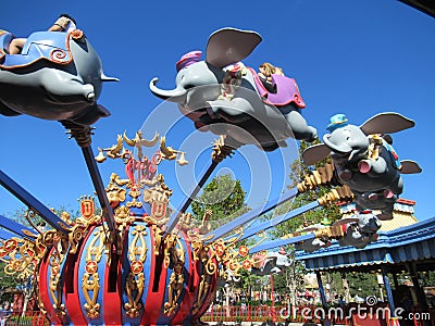 Dumbo The Flying Elephant ride at Walt Disneyâ€™s Magic Kingdom Park, near Orlando, in Florida Editorial Stock Photo