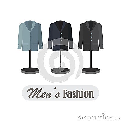 Dummies show a set of men cloths. Vector Illustration