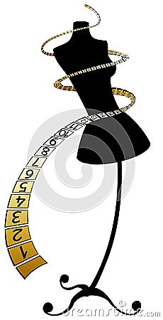 Dummy with gold centimetric tape Vector Illustration