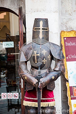 Dummy in knight armor with sword Editorial Stock Photo