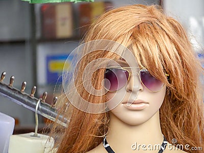 Dummy Mannequin Statue Woman Model outside cloth shop Editorial Stock Photo