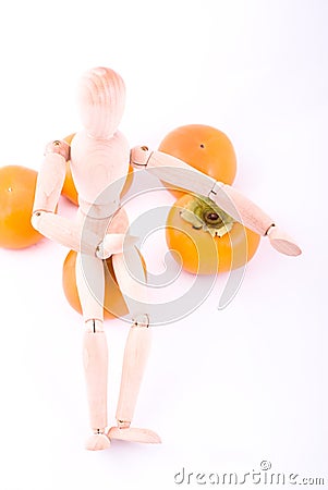 Dummy and ripe persimmon Stock Photo