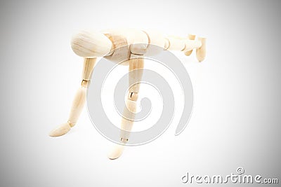 Dummy wooden exercise on vignette white background Stock Photo