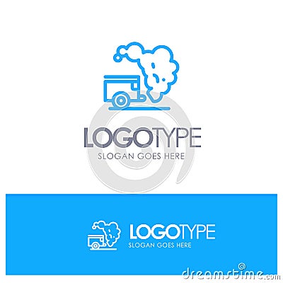 Dump, Environment, Garbage, Pollution Blue outLine Logo with place for tagline Vector Illustration
