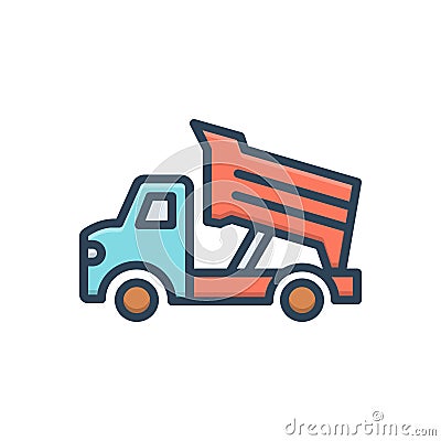 Color illustration icon for Dump Truck, construction and dump Cartoon Illustration