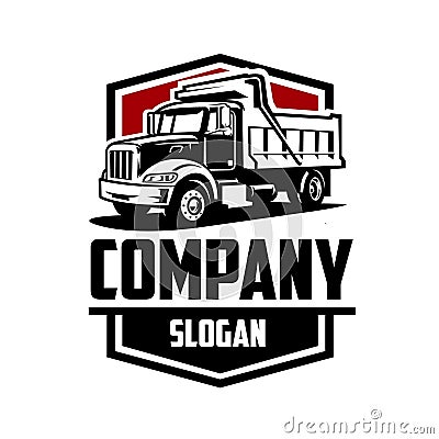 Dump truck ready made logo template vector isolated. Good for transport business Vector Illustration
