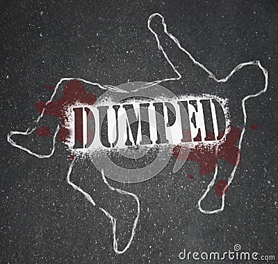 Dumped - Chalk Outline of Ex-Worker or Ex-Lover Break-Up Stock Photo