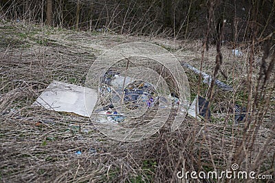 Dumped Rubbish.Fly tipping in the UK Stock Photo