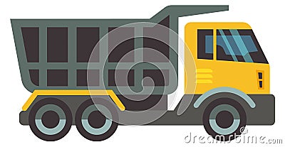 Dumper truck yellow machine icon. Industrial transport Vector Illustration