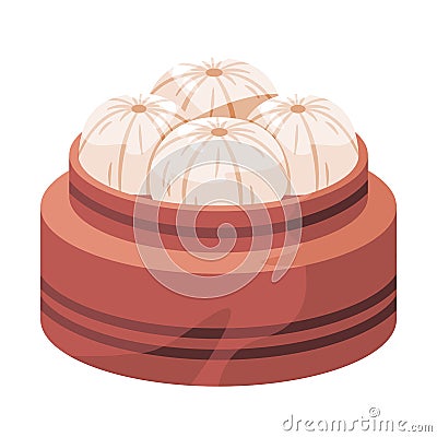 Dumpling bao dimsum traditional chinese asian bun bread food drawing illustration Vector Illustration