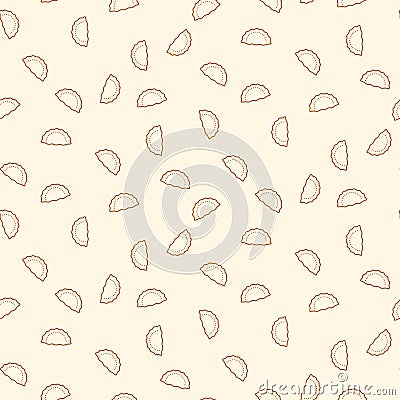 Dumplings food line icons seamless vector pattern. Vector Illustration