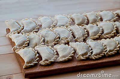 Dumplings are home-made on the table Stock Photo