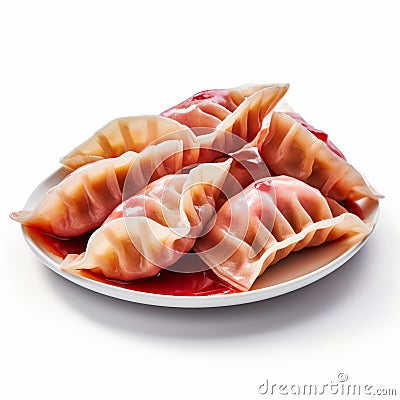 Ultra Realistic Dumplings Photography With Red La Soda Slices Stock Photo