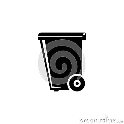 Dumpster, Plastic Tank for Trash Flat Vector Icon Cartoon Illustration