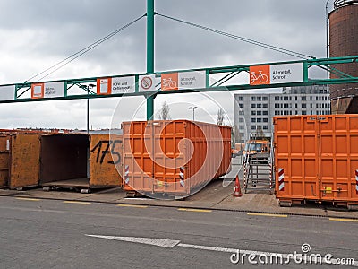 Dumpster in a public garbage center Stock Photo