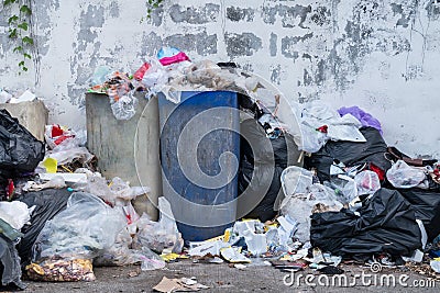 Dumpsters being full with garbage Stock Photo
