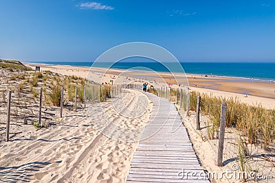 The dune and the beach of Lacanau, atlantic ocean, France Editorial Stock Photo