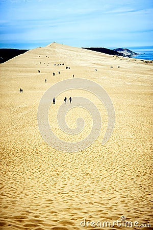 Dune of Pilat Dune du Pyla - the tallest sand dune in Europe, Arcachon Bay, Aquitaine, France, Atlantic Ocean Stock Photo