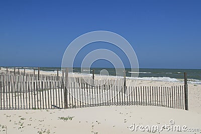 Dune Fences on the Beach Stock Photo