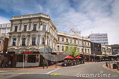 Central streets architecture of Dunedin city Editorial Stock Photo
