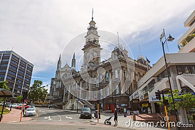 Central streets architecture of Dunedin city Editorial Stock Photo