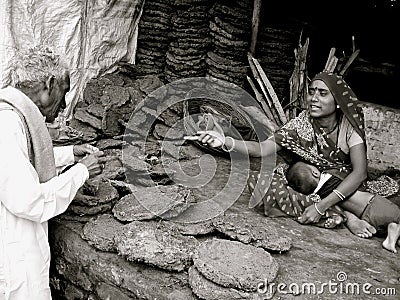 Dung cakes-India Editorial Stock Photo