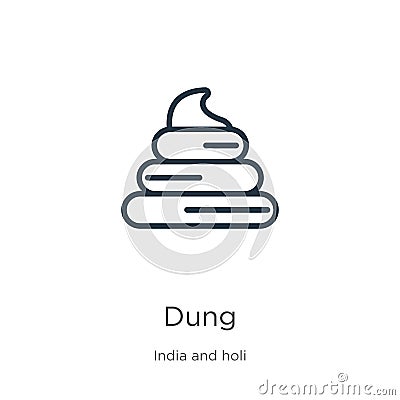 Dung icon. Thin linear dung outline icon isolated on white background from india and holi collection. Line vector dung sign, Vector Illustration
