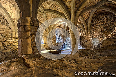 Dungeon of Chillon Castle, Switzerland Editorial Stock Photo