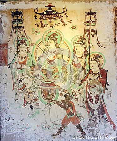 Dunhuang Grottoes Frescoes Editorial Stock Photo