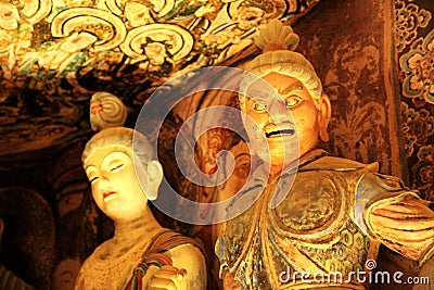 Dunhuang sculpture and paintings Stock Photo