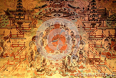 Dunhuang sculpture and paintings Stock Photo