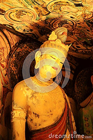 Dunhuang sculpture and paintings Stock Photo