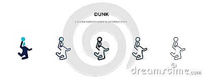 Dunk icon in different style vector illustration. two colored and black dunk vector icons designed in filled, outline, line and Vector Illustration