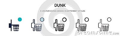 Dunk icon in filled, thin line, outline and stroke style. Vector illustration of two colored and black dunk vector icons designs Vector Illustration