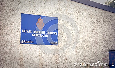 Dunkeld/Scotland - 7 July 2019: Royal British Legion sign Editorial Stock Photo