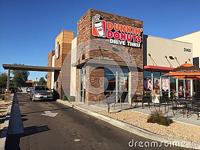 Dunkin Donuts Drive Thru. Editorial Stock Photo