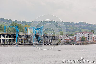 Dunston Gateshead England: May 2022: View of Dunston Staiths from Newcastle on grey hazy day Editorial Stock Photo