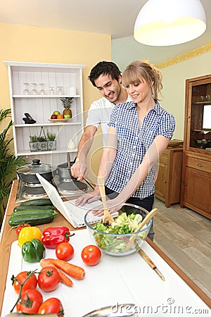 Duo in the kitchen Stock Photo
