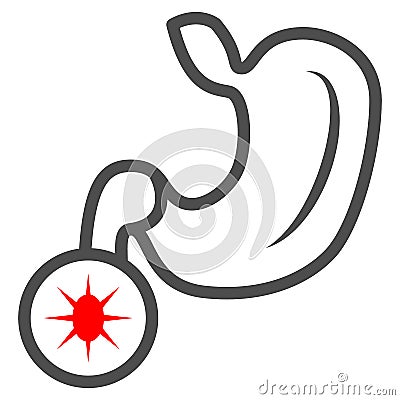 Duodenal ulcer line icon, Human diseases concept, Stomach ulcer sign on white background, Digestive tract disorder icon Vector Illustration