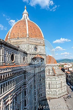 Aerial closeup of Duomo Basilica di Santa Maria del Fiore - Florence Editorial Stock Photo