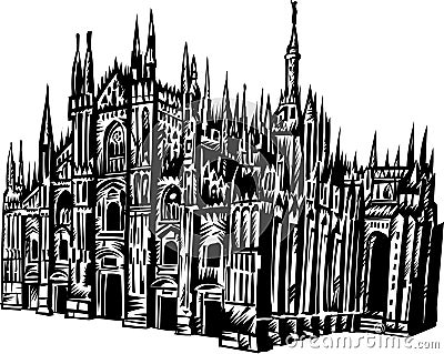 Duomo cathedral in Milan Vector Illustration
