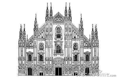 Duomo cathedral in Milan. Vector sketch Vector Illustration